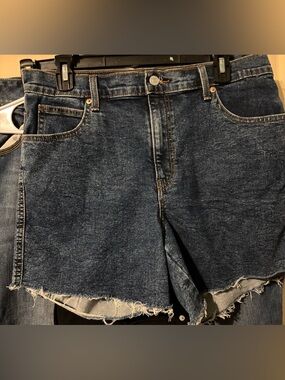Signature by Levi Strauss Dark Blue High-Rise Cutoff Jean Shorts